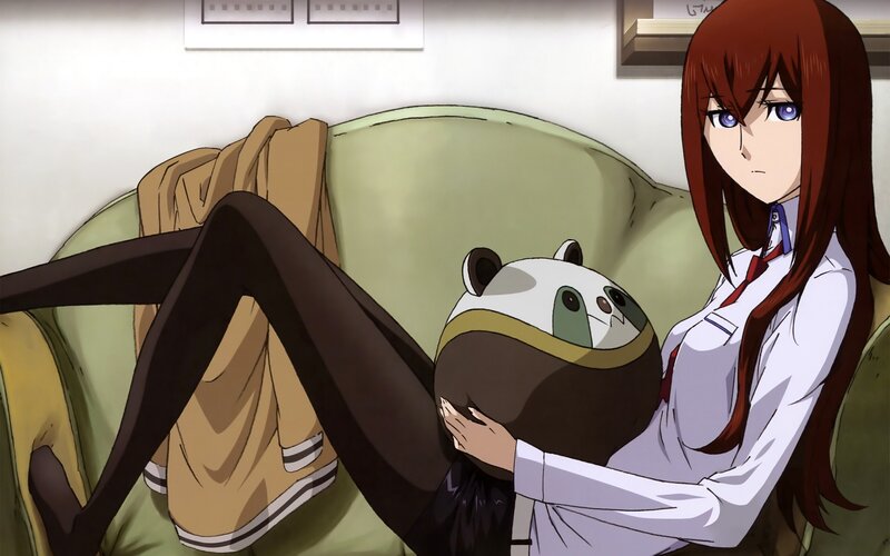 anime girl with panda plush