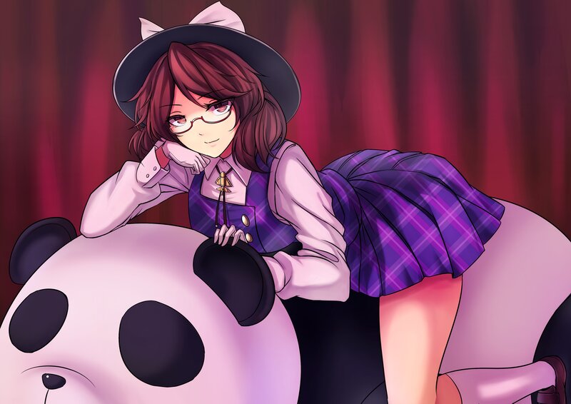 Anime Girl with Panda — Purple