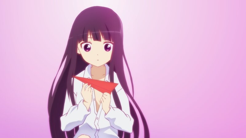 anime girl with paper airplane