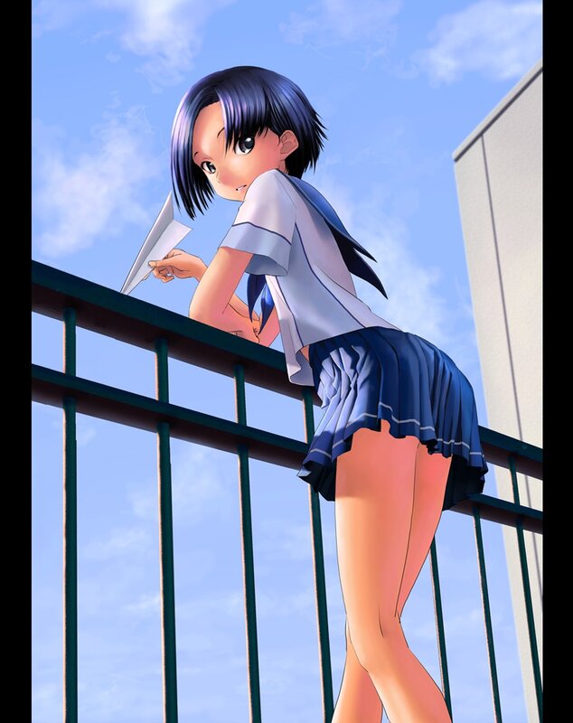 anime girl with paper airplane