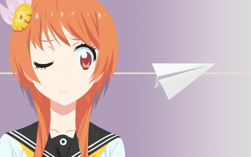 Anime Girl with Paper Airplane — Purple, Calm