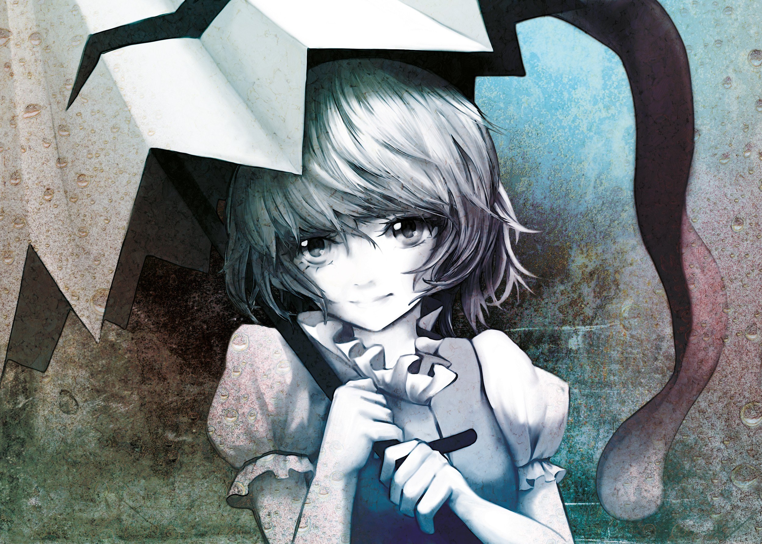 anime girl with paper hat