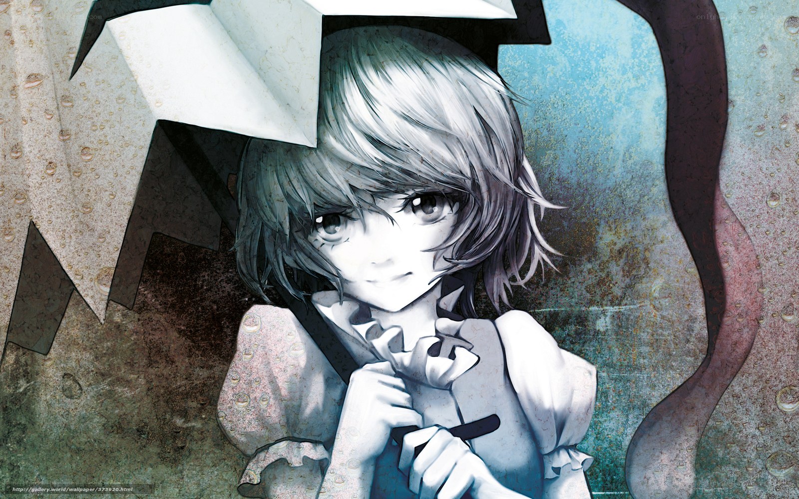 anime girl with paper hat