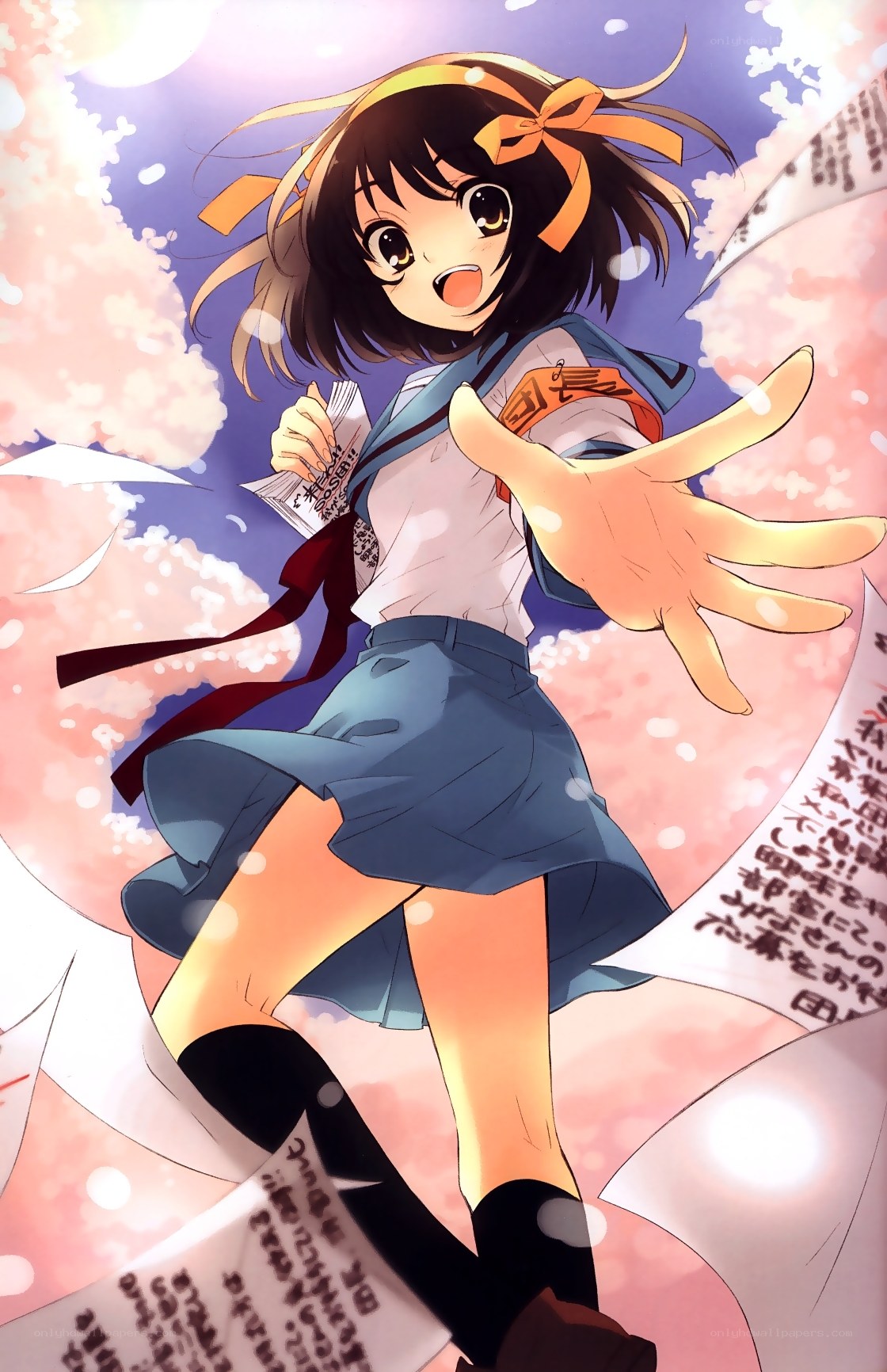 anime girl with papers