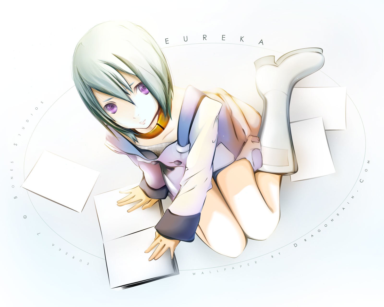 Anime girl with papers