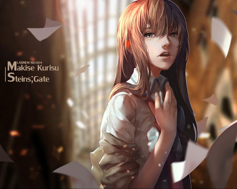 Anime Girl with Papers — Brown, Dramatic