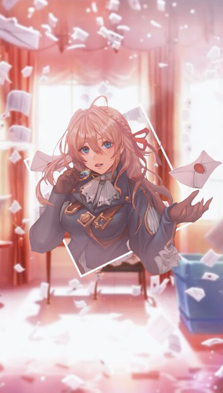 Anime Girl with Papers — Pink
