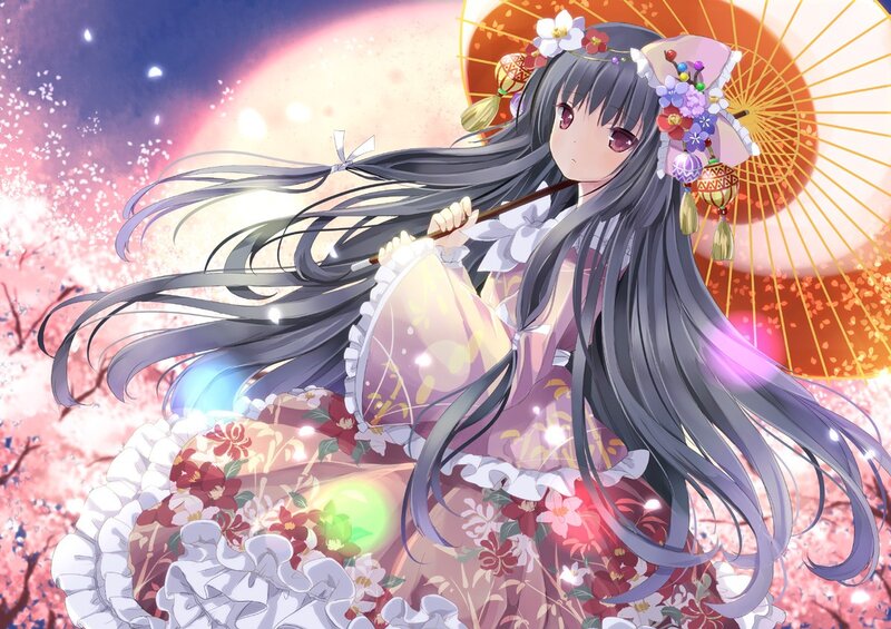 anime girl with parasol