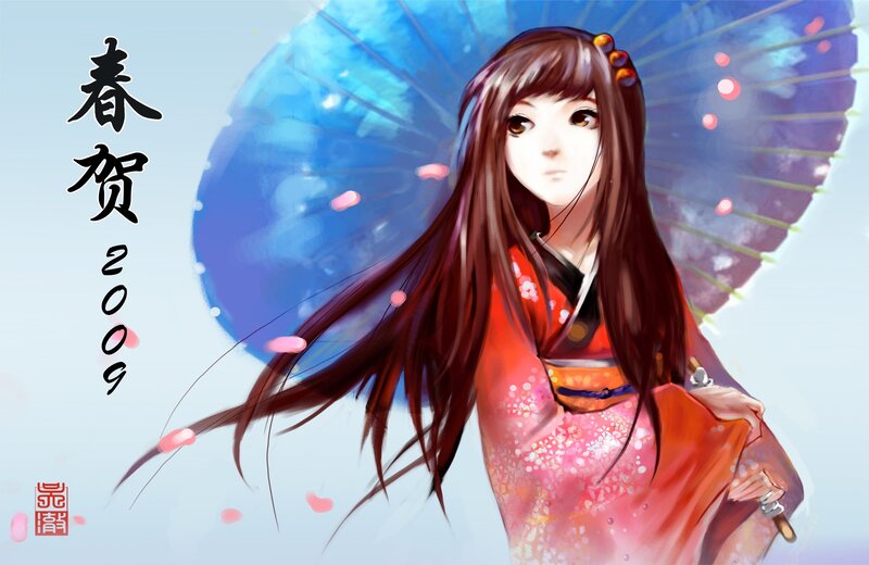 Anime girl with parasol