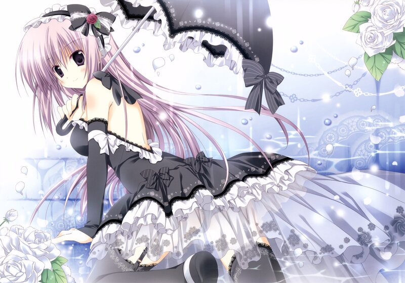 anime girl with parasol