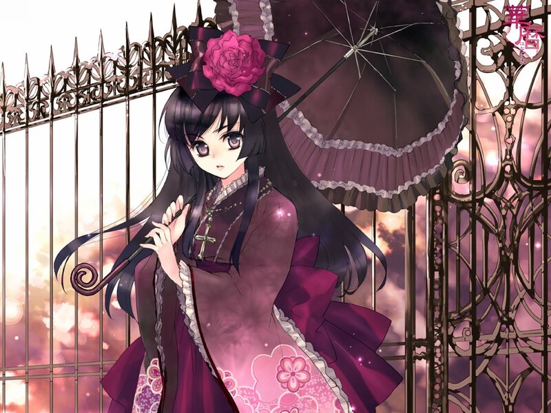 anime girl with parasol