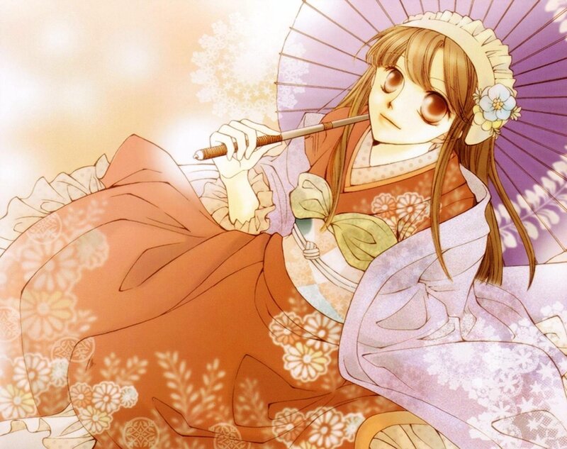 anime girl with parasol