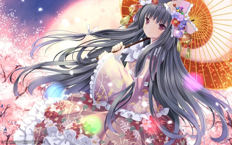 anime girl with parasol