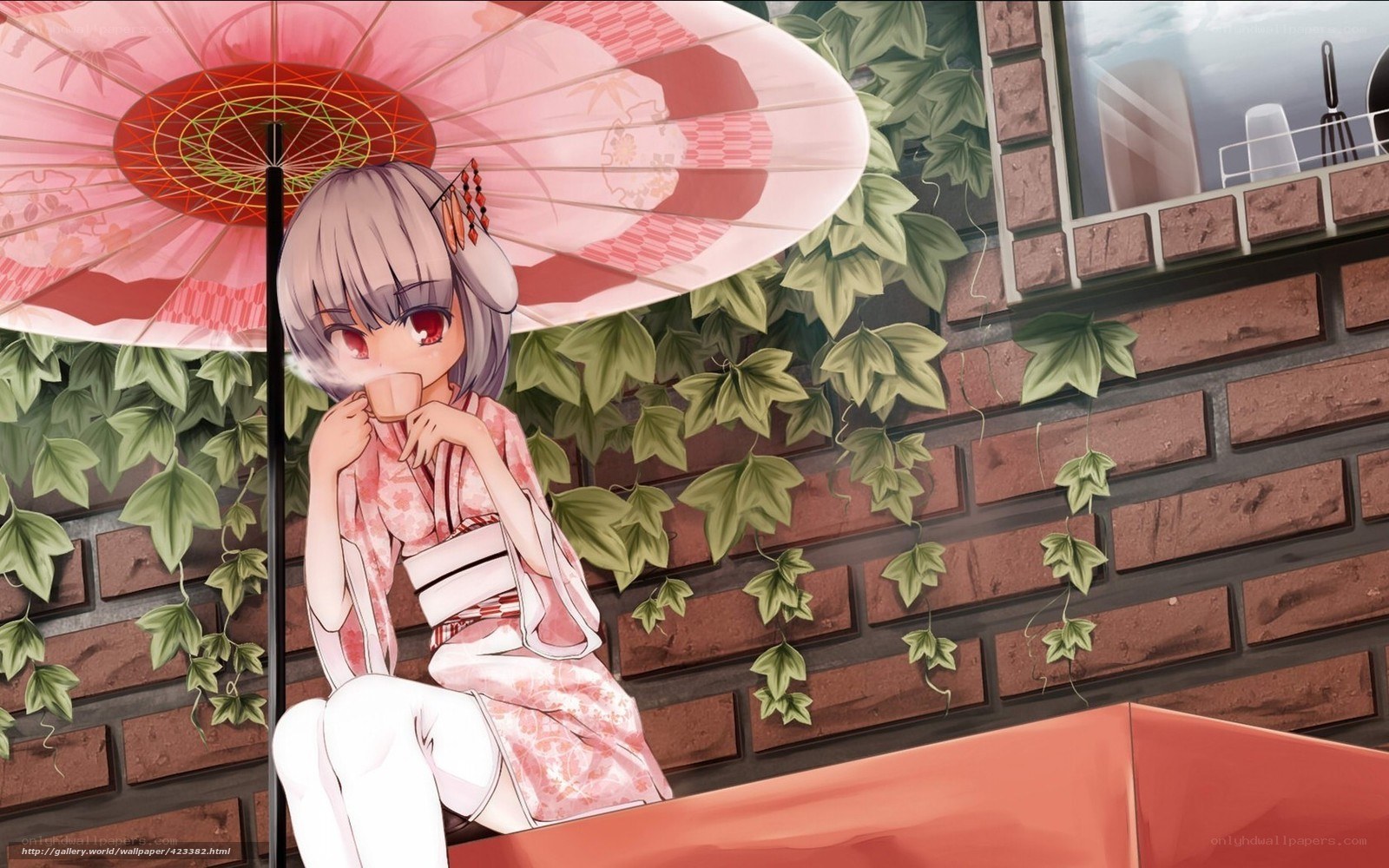 Anime girl with parasol