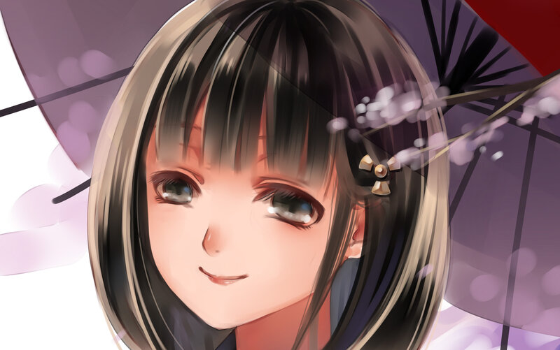 anime girl with parasol