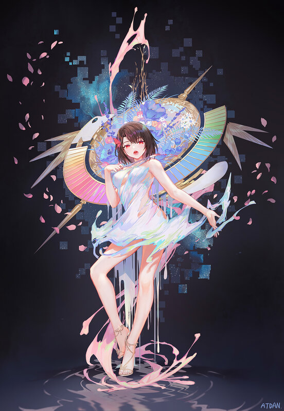 Anime Girl with Parasol — Black