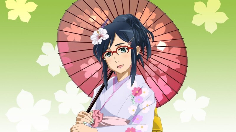 Anime Girl with Parasol — Green
