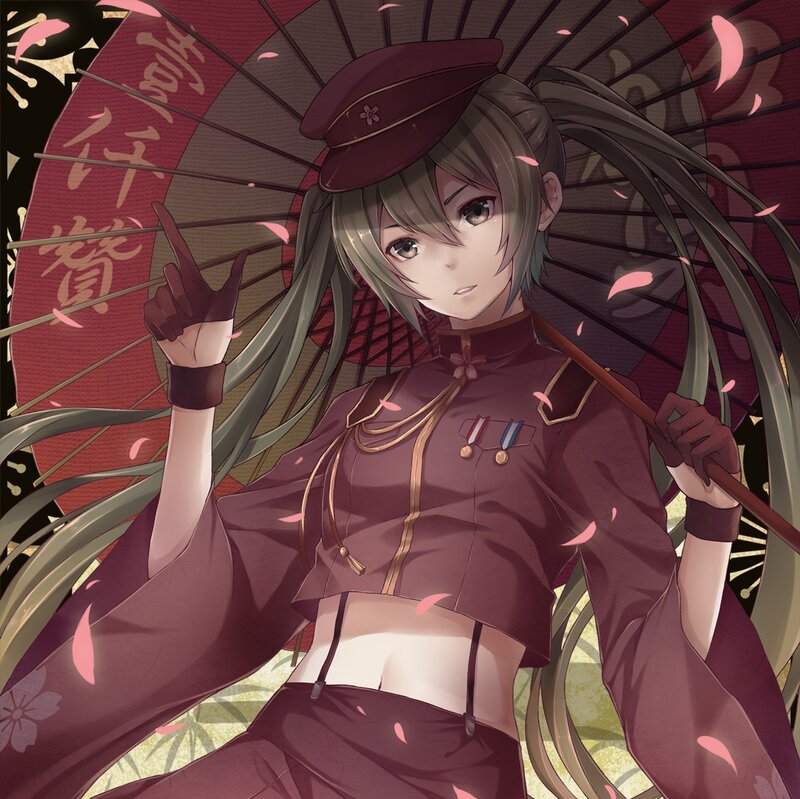 Anime Girl with Parasol — Maroon