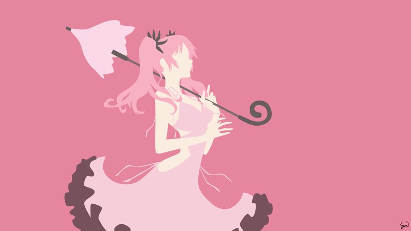 Anime Girl with Parasol — Pink, Calm