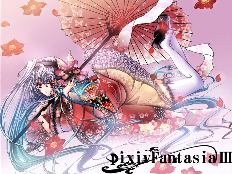 Anime Girl with Parasol — Pink, Serene