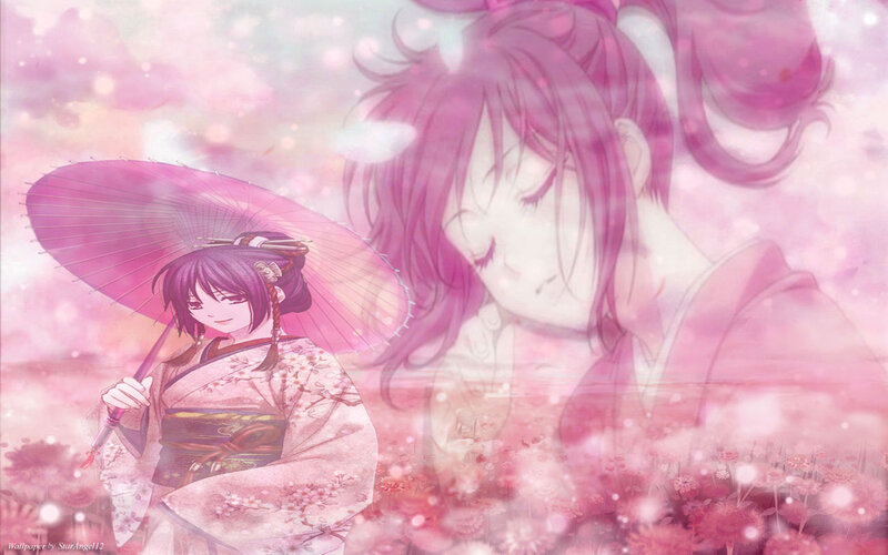 Anime Girl with Parasol — Pink
