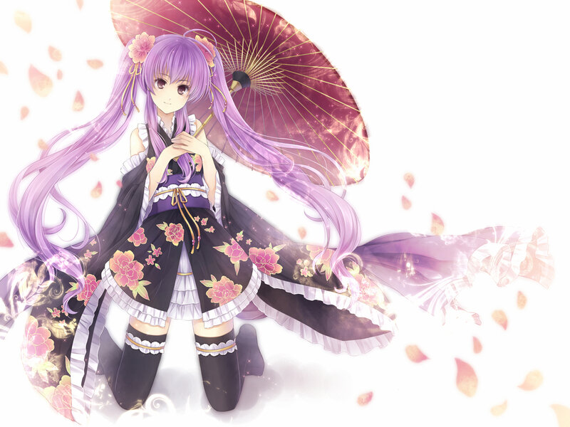 Anime Girl with Parasol — Purple