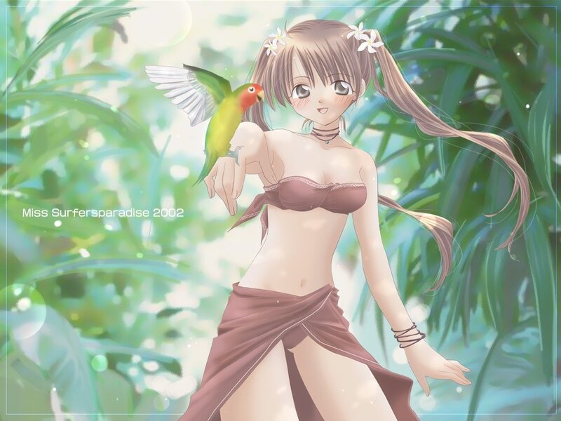 anime girl with parrot