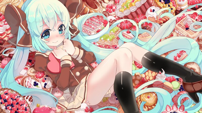 Anime Girl with Pastries — Blue