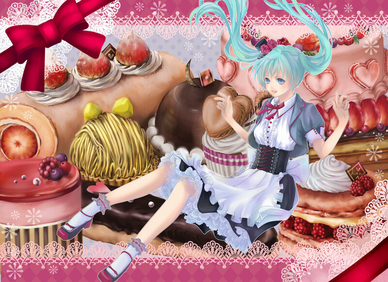 Anime Girl with Pastries — Pink