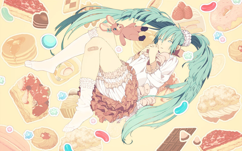 Anime Girl with Pastries — Teal
