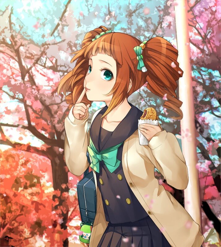 Anime Girl with Pastry — Brown