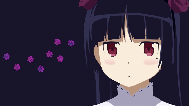 Anime Girl with Paw Prints — Black