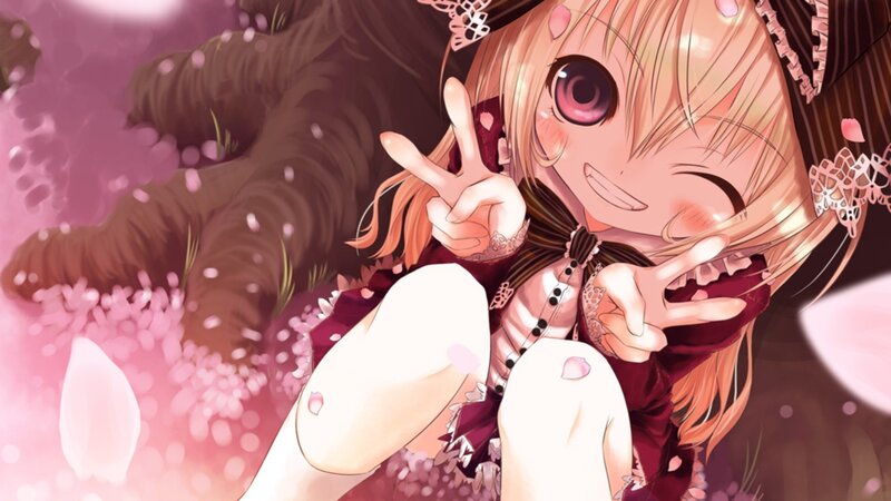 anime girl with peace sign