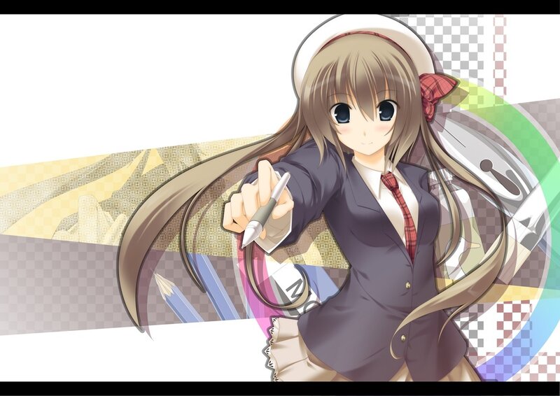 anime girl with pen