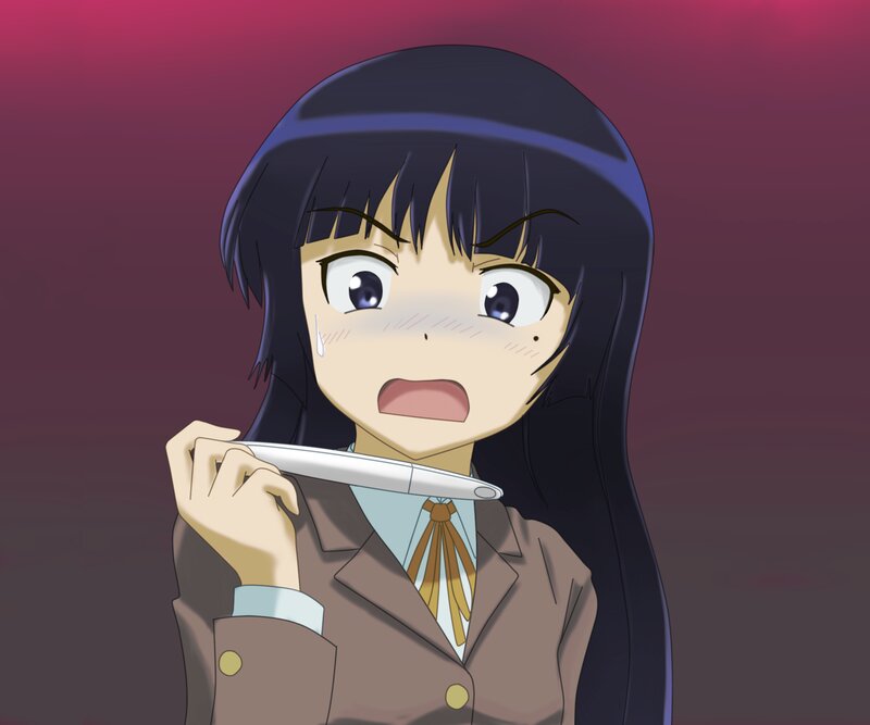 Anime Girl with Pen — Purple, Dramatic