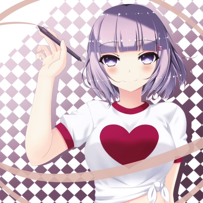 Anime Girl with Pen — Purple