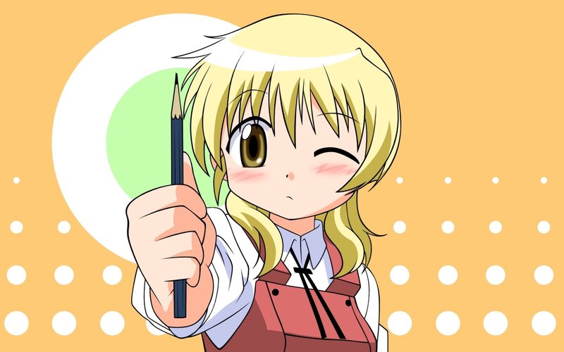 anime girl with pencil