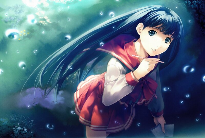Anime girl with pencil