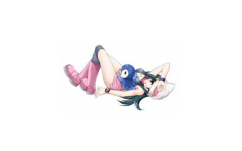 Anime Girl with Penguin — Blue, Playful, Boot