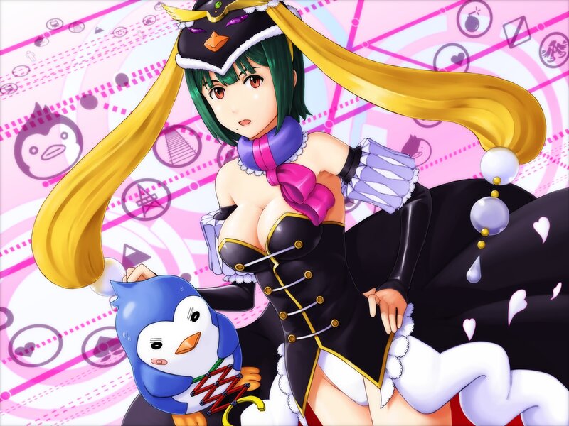 anime girl with penguin companion