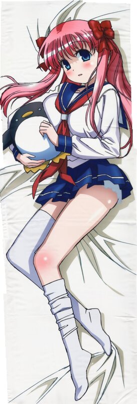 anime girl with penguin plush