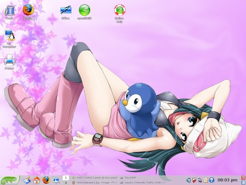 Anime Girl with Penguin — Purple