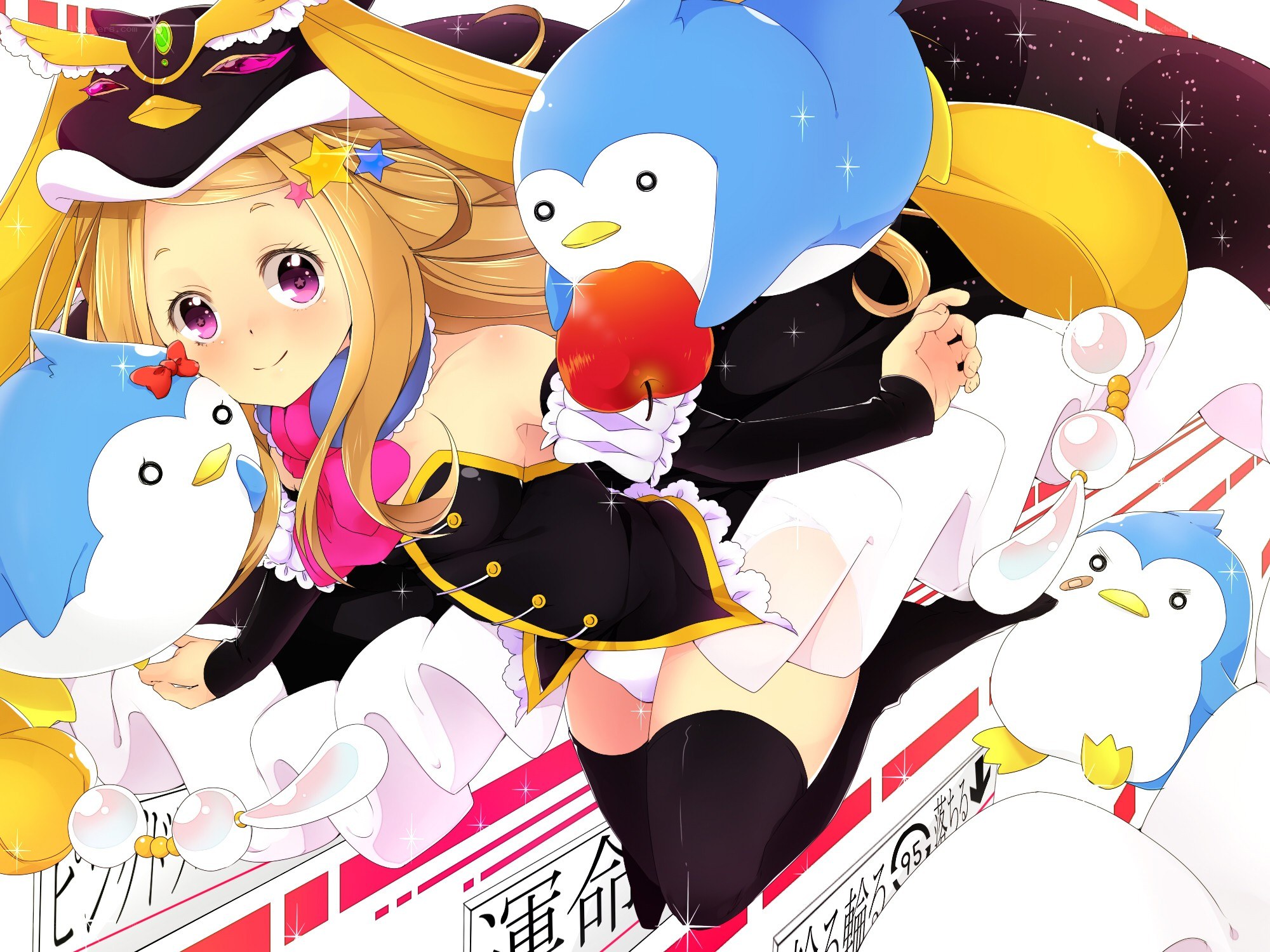 anime girl with penguins
