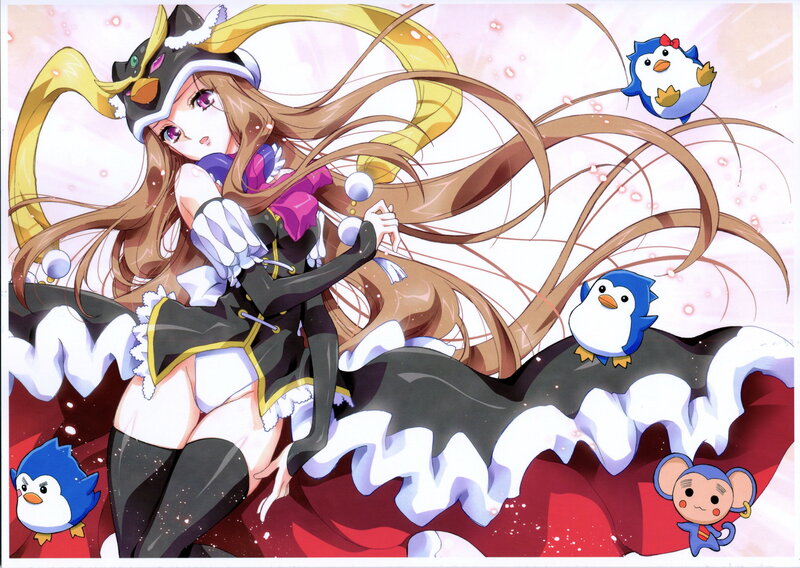 Anime Girl with Penguins — Brown