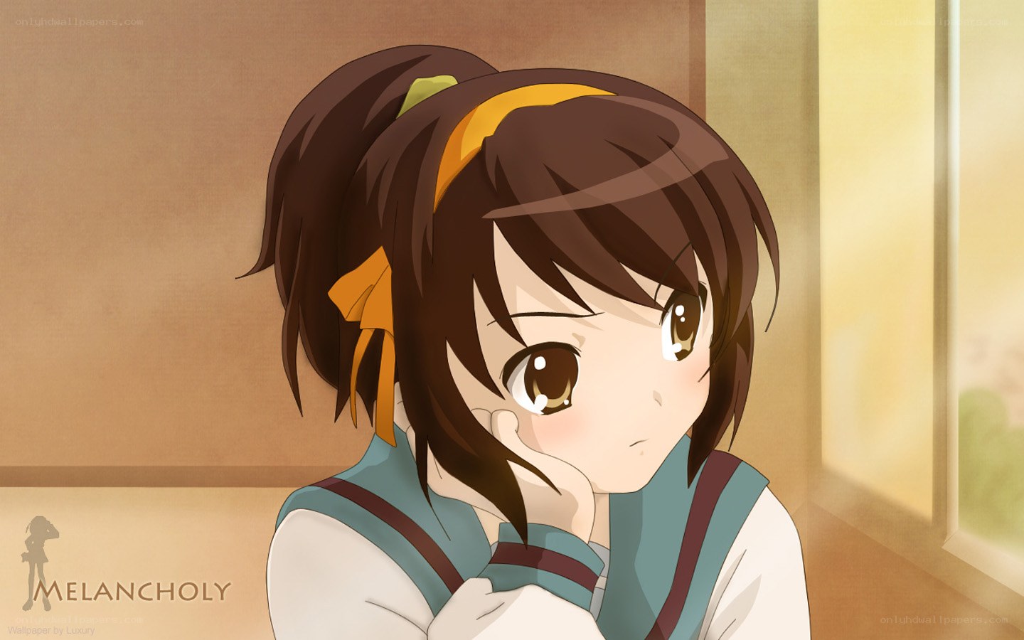 anime girl with pensive expression