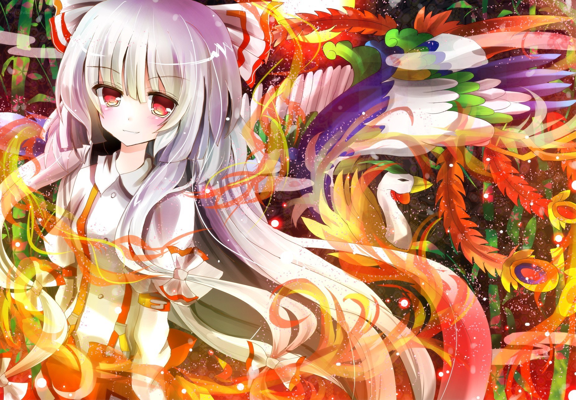 anime girl with phoenix