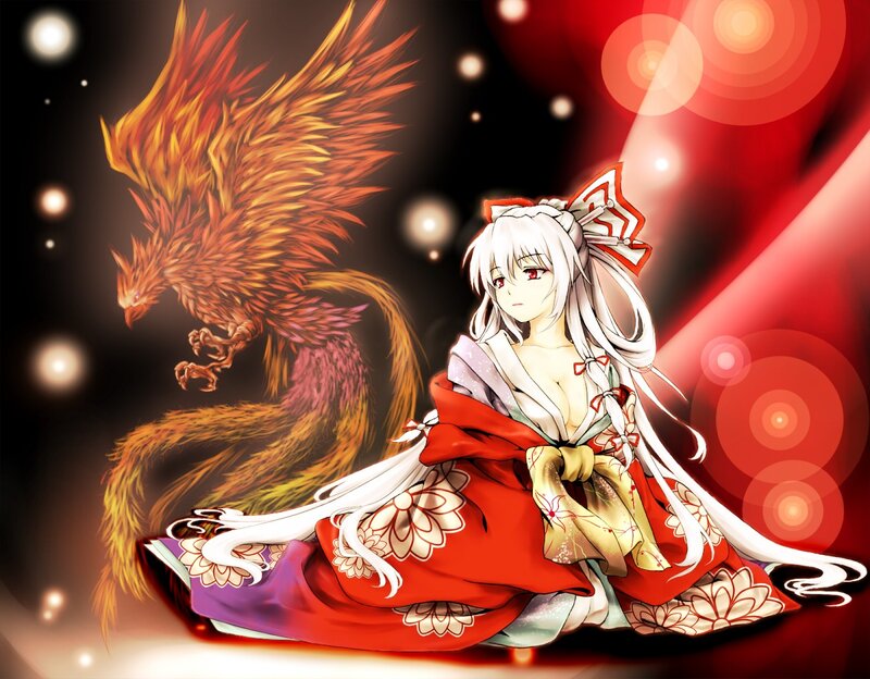 Anime girl with phoenix companion