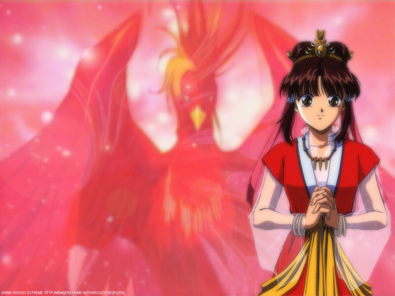 anime girl with phoenix spirit