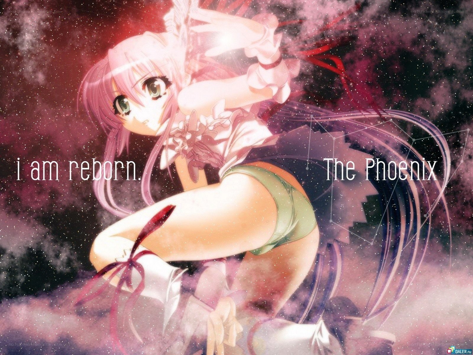 anime girl with phoenix