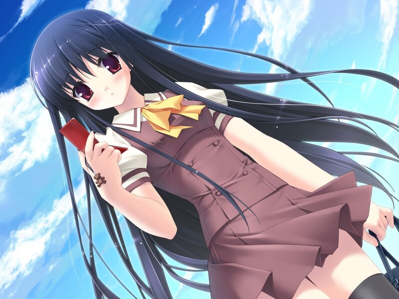 anime girl with phone